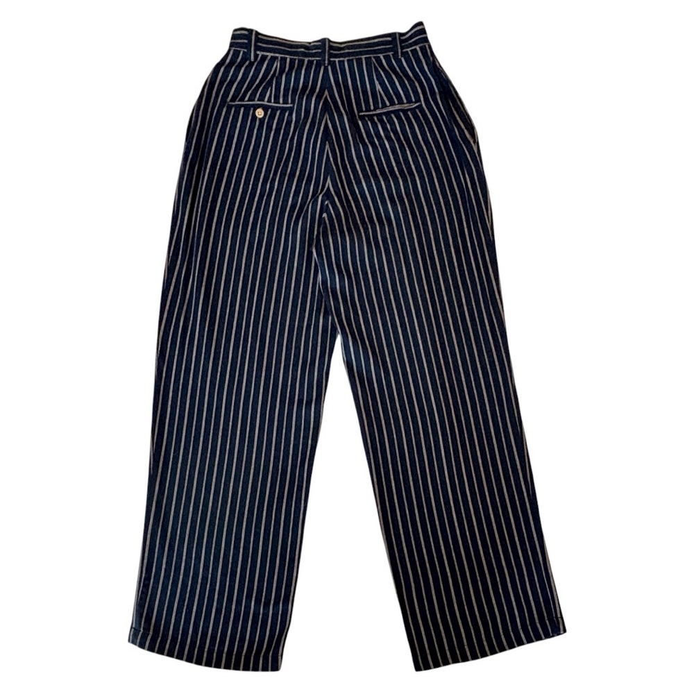 Ralph Lauren Country RARE Vintage High Waist Pinstripe Pleated Trousers Navy 12 - Picture 11 of 14